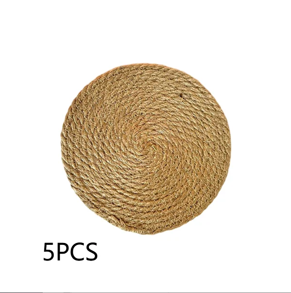 

5 шт. богемный круглый льняной коврик для обеденного стола 2024 новый ретро креативный ручной работы коврики для еды для домашнего стола свадебное украшение