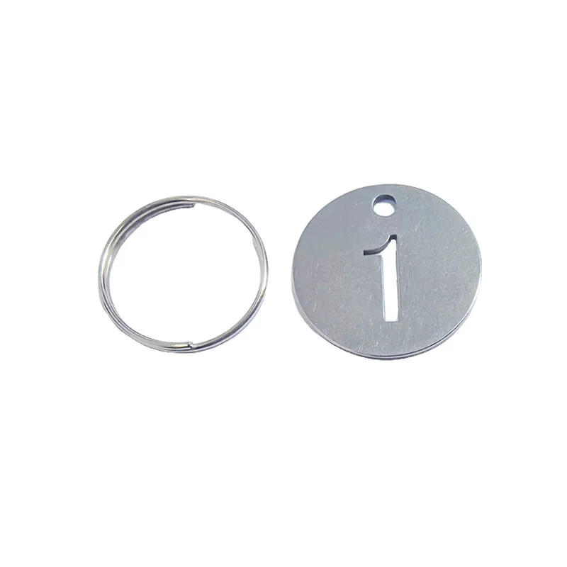 100pcs Labels Round Rings Suitcase Identifiers Hanging Keys Numbered Stainless Steel Number Plate Key Label Tags Chain 23mm 30mm