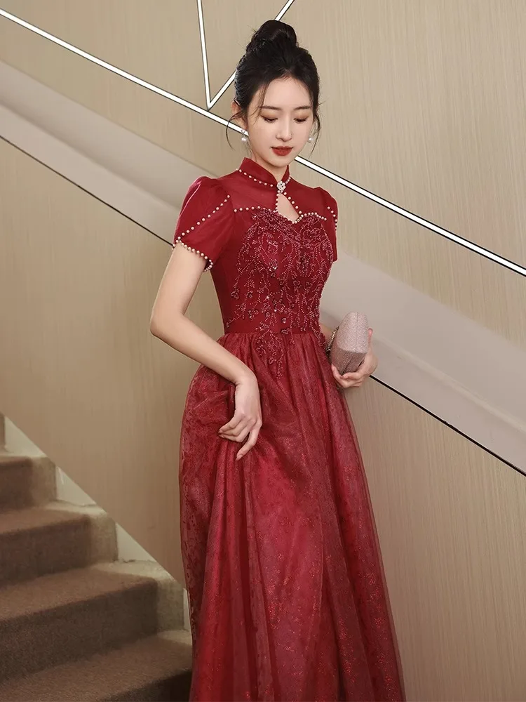 

Элегантное красное свадебное платье для невесты, новое, высококачественное, для свадебного приема, вечернего ужина, из полиэстера F...