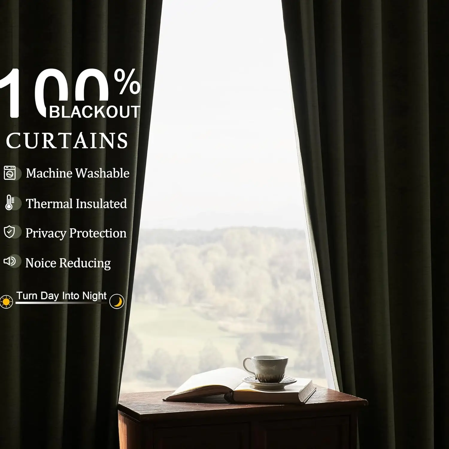 

Светонепроницаемые шторы для спальни длиной 72 дюйма, оконные теплоизолированные оливковые зеленые занавески, комплект из 2 панелей с застежкой сзади