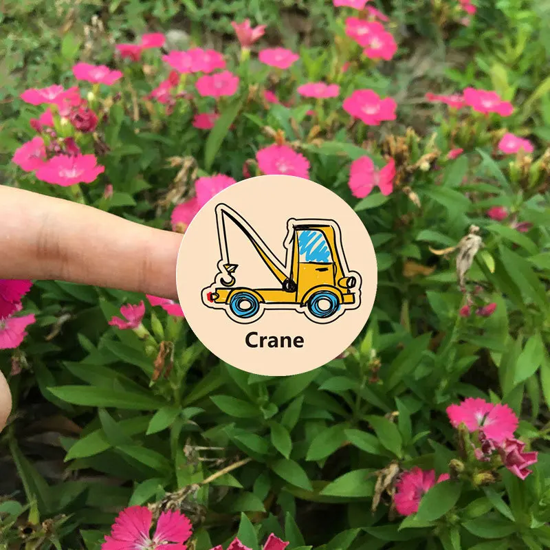 500 Stuks 8 Ontwerpen Kinderen Puzzel Stickers 1Inch Treinbus Sticker Schattige Transportauto 'S Voor Aanmoediging Student Kinderen Labels