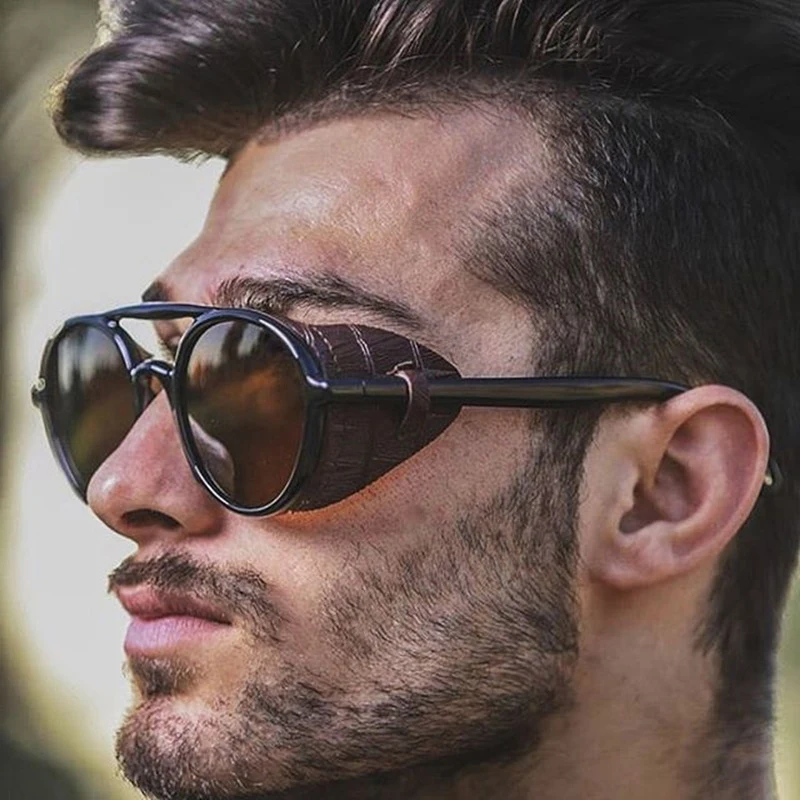 Retro Steampunk Sunglasses Men Women Vintage Round Punk Sun Glasses Male Classic Male Summer Driving Shades image 2