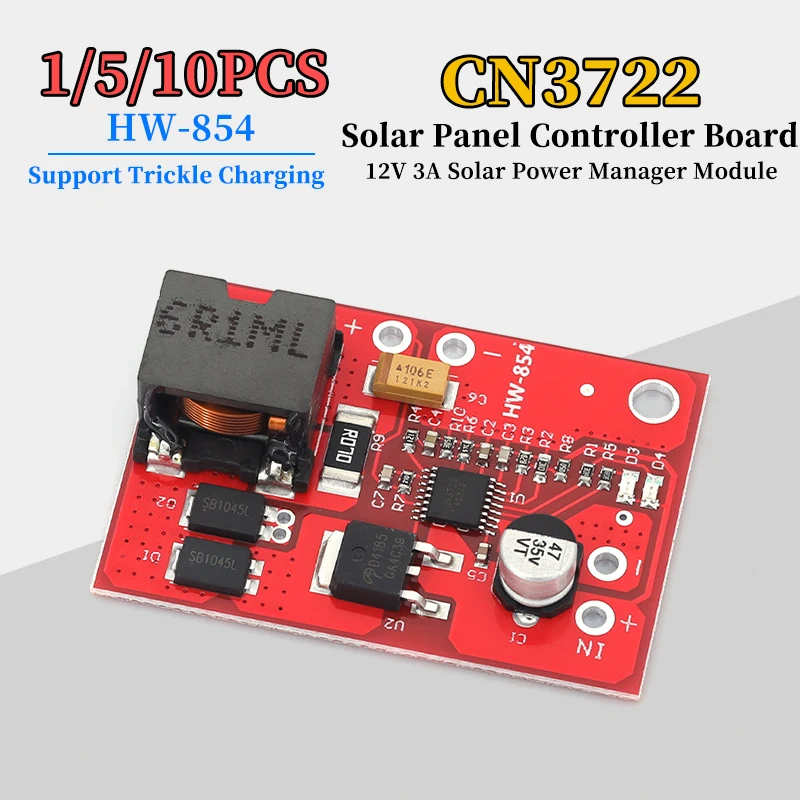 1/5/10PCS Solar Panel Controller CN3722 12V 3A Solar Power Manager Realize Maximum Power Point Tracking of Photovoltaic Cells