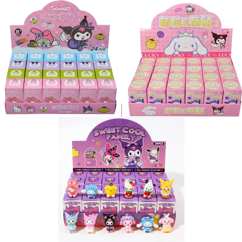 

Anime Sanrio Hello Kitty Black Girl Keychain Pendant Character Pokémon Pikachu Keychain Blind Box Toy Children's Christmas Gift