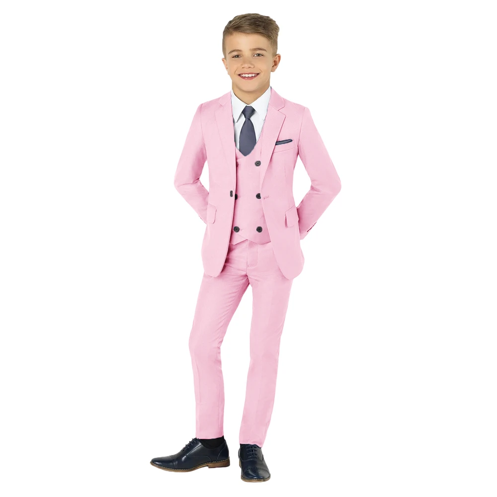 

Stylish Pink Boy's Suit Set 3 Pieces Piano Performance Formal Elegant Outfits Homecoming Teenager Tailor-made Slim Fit Costumes