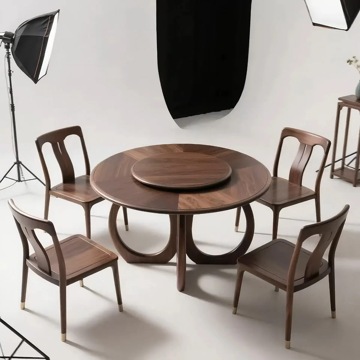 Zen B & B Restaurant Private Room Premium Sense Round Table Solid Wood Dining Table