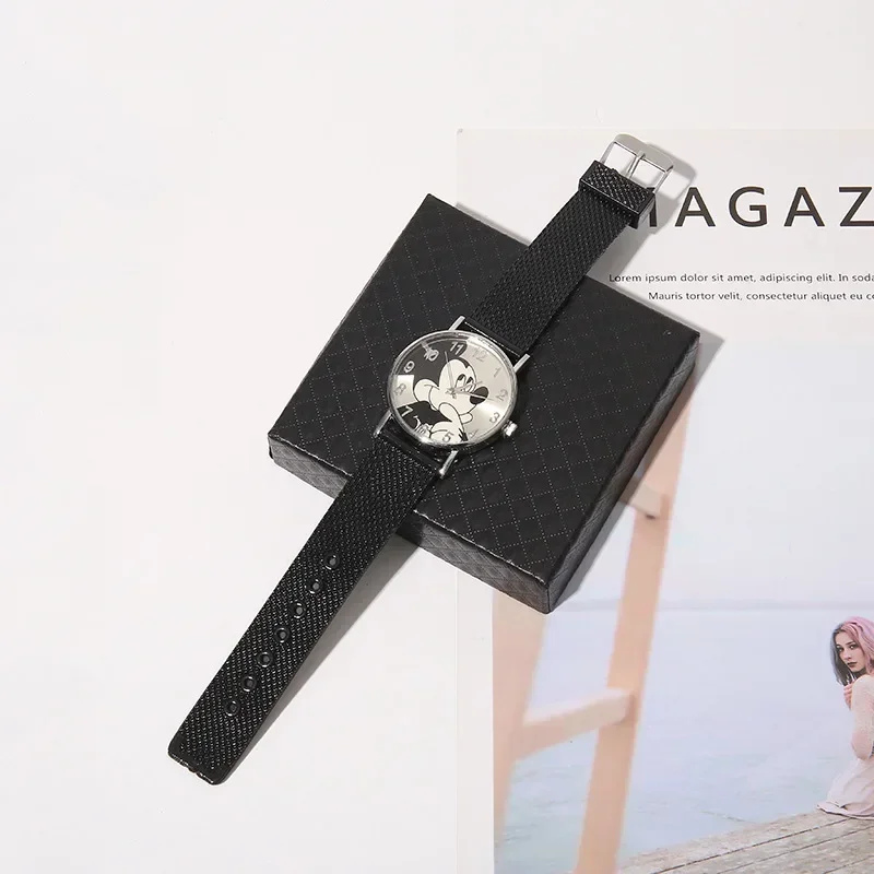 Cute Cartoon Watch Kids Quartz Wristwatch Children Leather Ladies Watch Mickey Men Women Watches Kid Boy Girls Clock Relojes