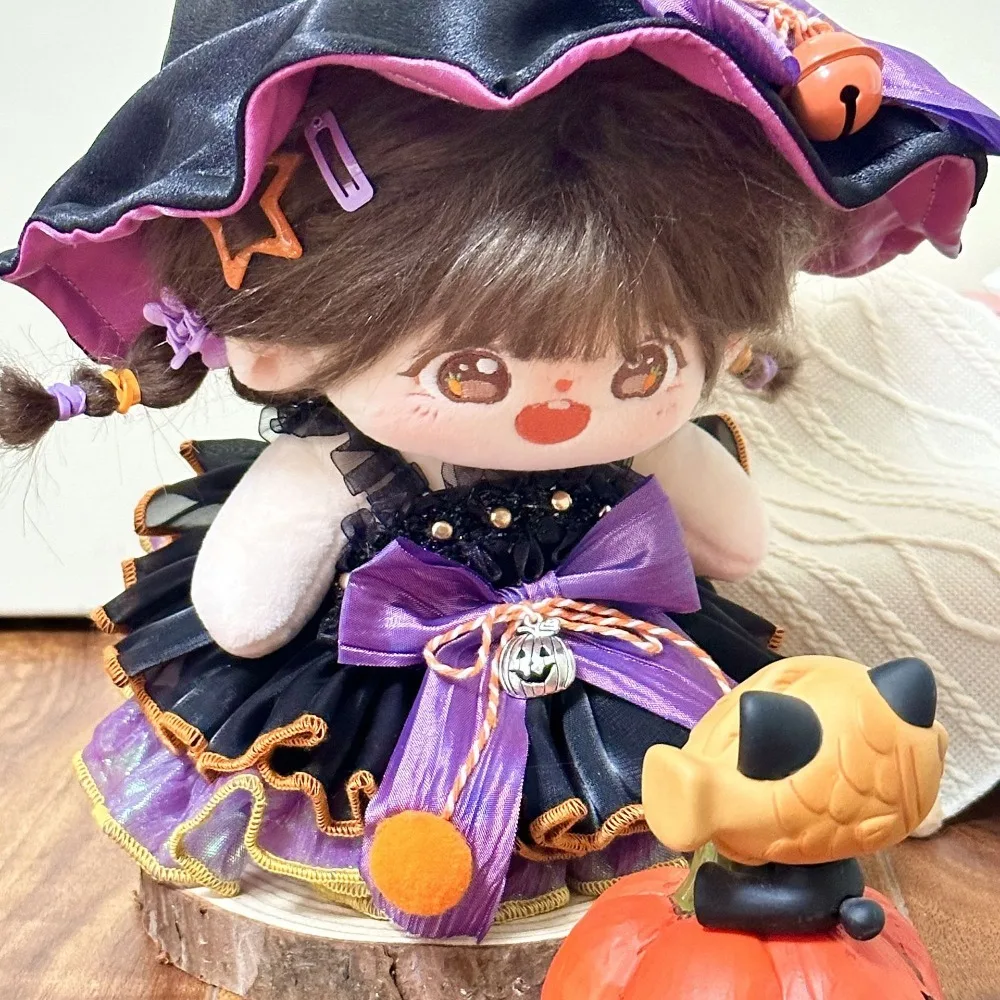 

Pumpkin Cotton Doll Witch Clothes Set Bow Dress Up Cotton Doll Halloween Suit Fashion Kawaii Plush Dolls Clothes