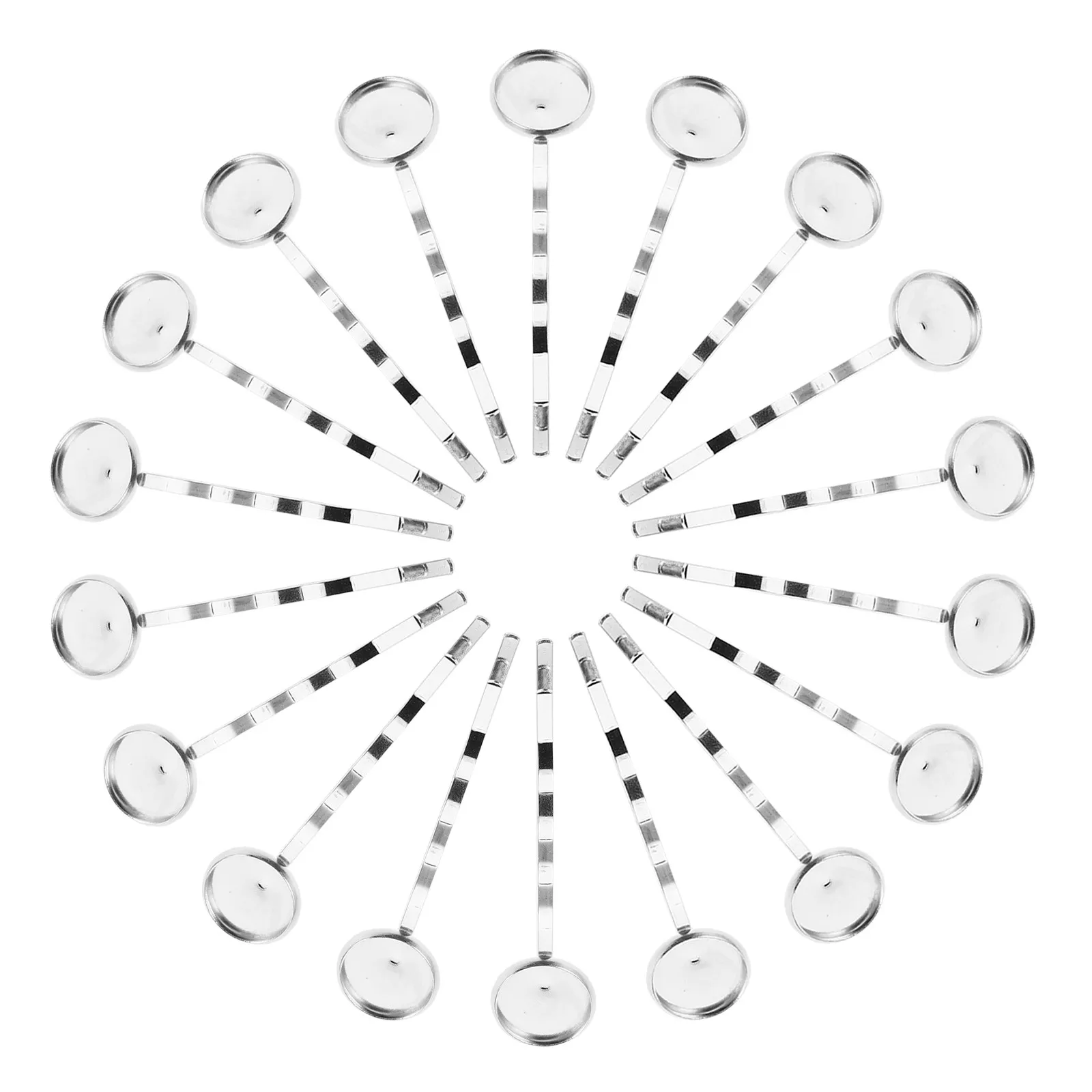 

40Pcs Hair Bobby Pins DIY Blank Base Silver Metal Clips 12Mm Round Tray Hairpin Findings Craft Accessories for Women