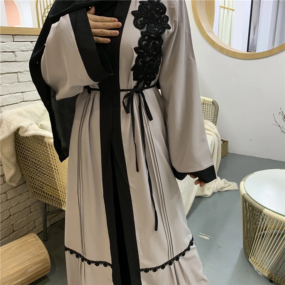 

Muslim Women Abayas Open Cardigan Maxi Dress Turkey Arab Dubai Kaftan Islamic Kimono Arab Robe Jalabiya Caftan Ramadan Eid Gown