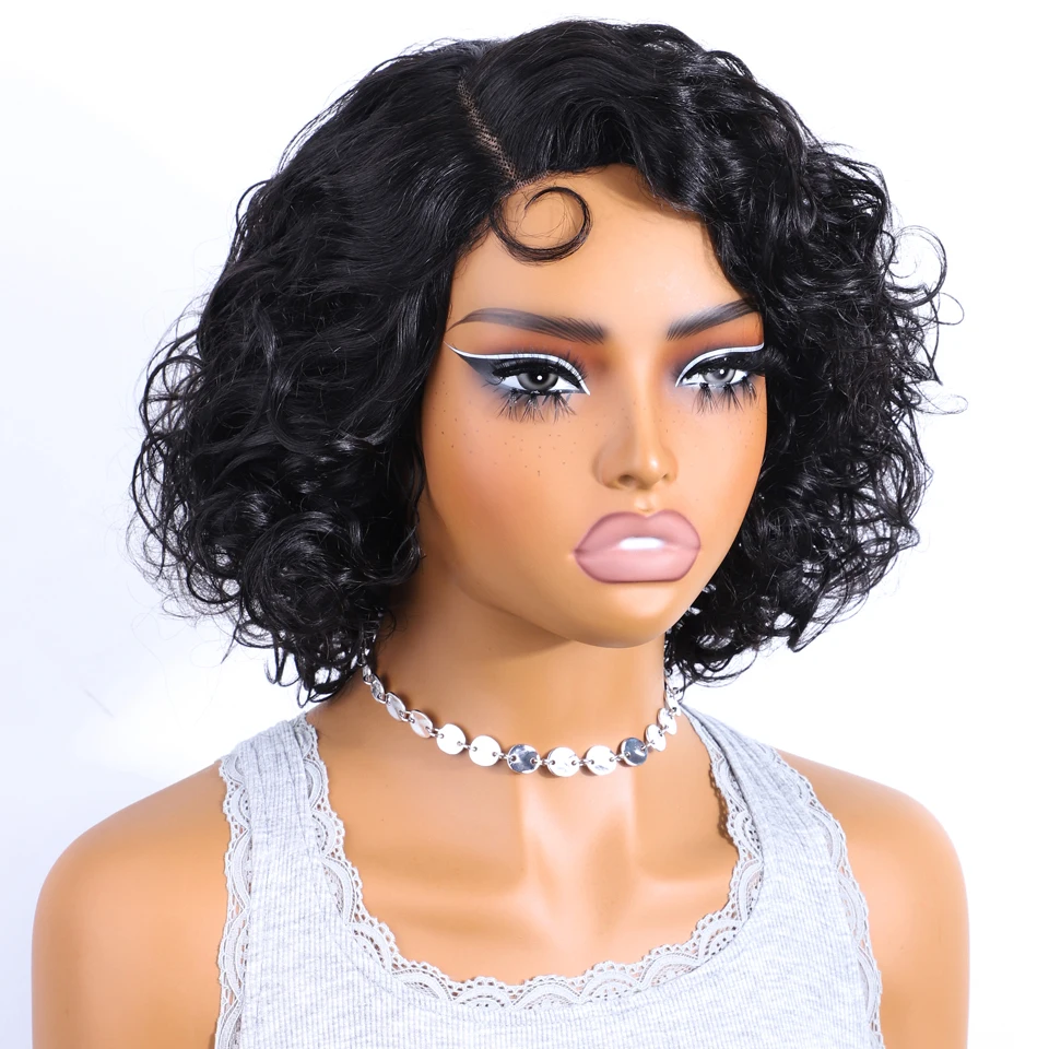 Bouncy Curly Short Bob Wig Lace Front Human Hair Wigs For Black Women Brazilian 100% Human Hair Remy  Lace Front Human Hair Wig