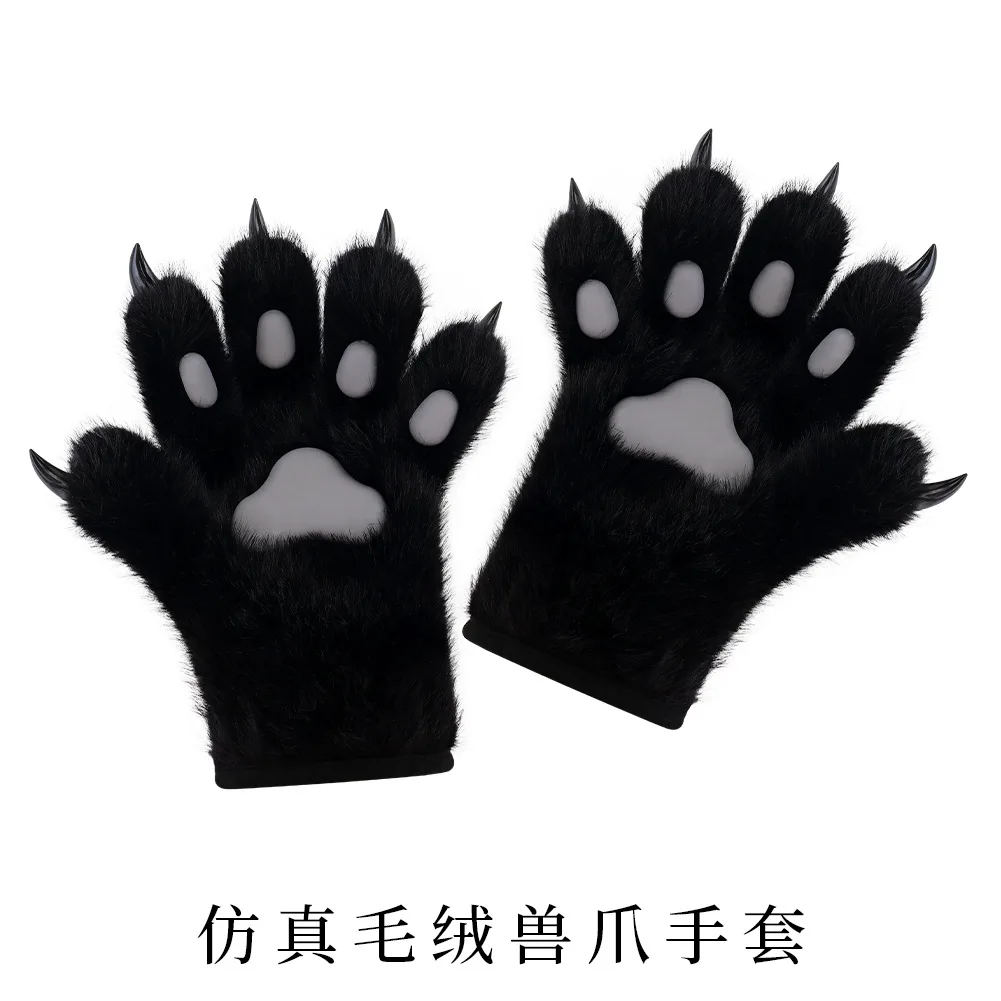 Women Gloves Bear Plam Paw Animals Plushclaw Glove Winter Fluffy Cat Paw Gloves Cosplay Comic Con Warm Lovely Soft Furry Mittens