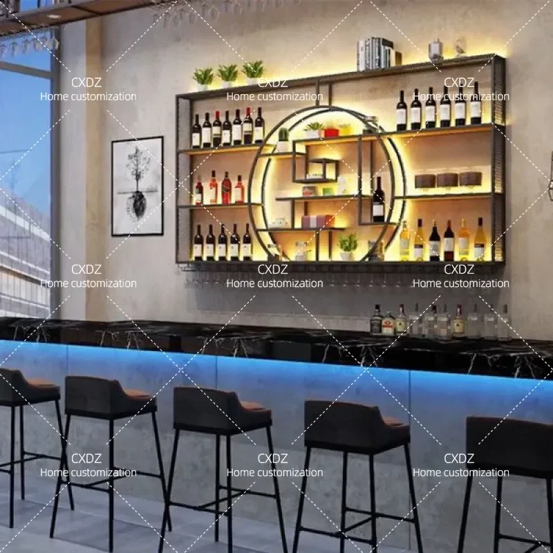 Commercial Wall Mounted Wine Rack New Chinese Style Wine Cabinet White Wine Storage Display Shelf for Restaurant Bar Beverage