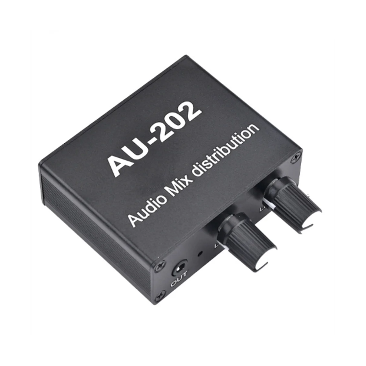 AU-202 2 Input 2 Output Stereo Mixer Audio Distributor for Headphone External Power AMP Volume Alone Control