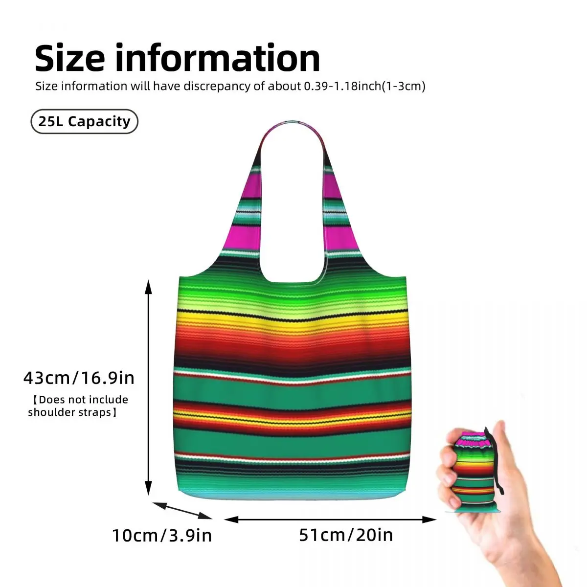 Mexican Indigenous Blanket Shopping Tote Bag Canvas Large Capacity Shoulder Bags Shopper Grocery Handbag for Women - view 2