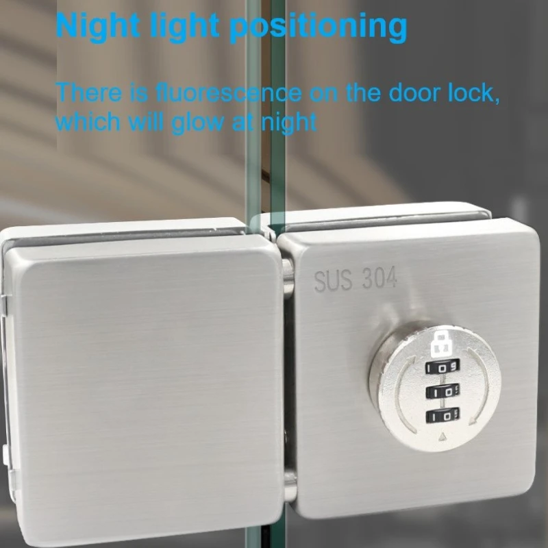 Frameless Glass Door Lock Single/double Door Keyless Password Lock Store Sliding Door Lock Non Punching Office Gate Locks