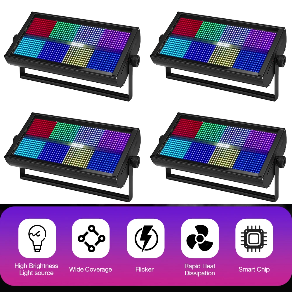 

2/4 шт. сценический стробоскоп, 960 светодиодов, DJ-светильник с 16 зонами, погоня за DMX RDM, звуковая активация для KTV, события, клуба, бара, вечеринки