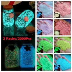 High Brightness Resin Luminous Sand 3x5mm Pebble Stone Garden Aquarium Landscape Decoration Fluorescent Gravel 2 Packs/2000Pcs