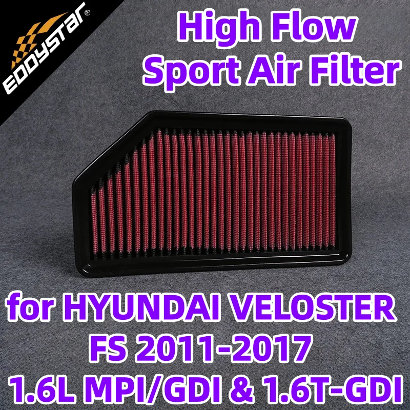

High Flow Sport Air Filter for HYUNDAI VELOSTER FS 2011-2017 1.6L MPI/GDI & 1.6T-GDI Washable Racing Intake Filters