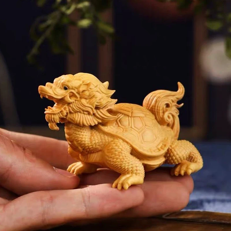 Cliff cypress wood, longevity, dragon turtle, and natural solid wood carving dominate the following game, attracting wealth