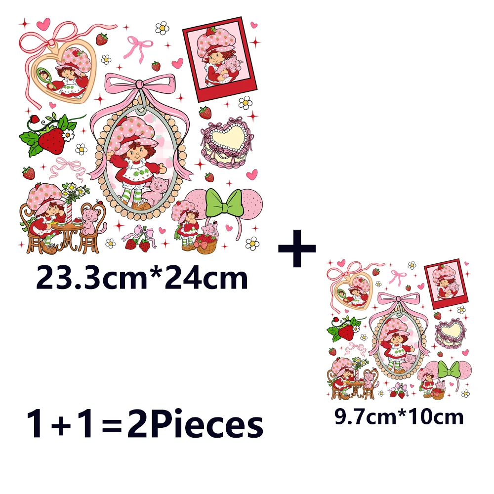 Erdbeere Shortcake Eisen auf Patches Bügelanwendungen für Kleidung Wärme Thermotransfer T-Shirt Aufkleber Zubehör individuell – Detail 8