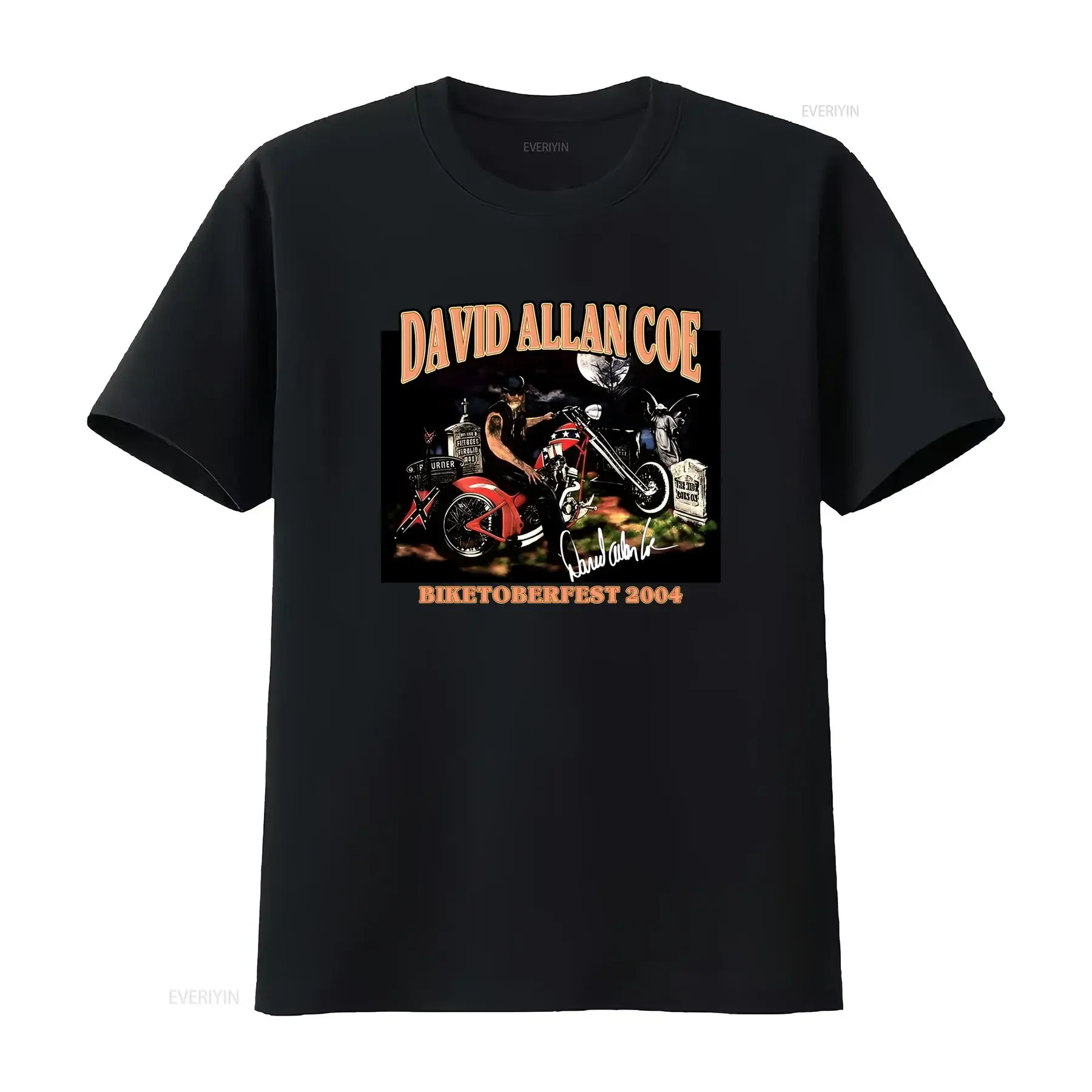 Vintage Biker David Allan Coe Biketoberfest 2004 Motorcycle Gothic Print Casual T Shirt vintage Washed Slightly Comfortable