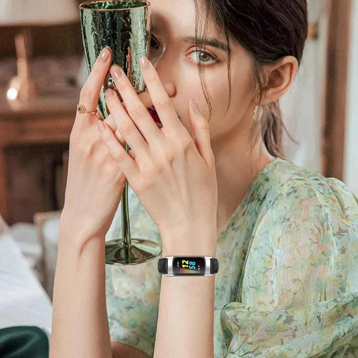 Para Fitbit charge 6 5 correa de cuero de alta calidad mujeres hombres correa de reloj inteligente para fitbit charge 5 6 pulsera correa