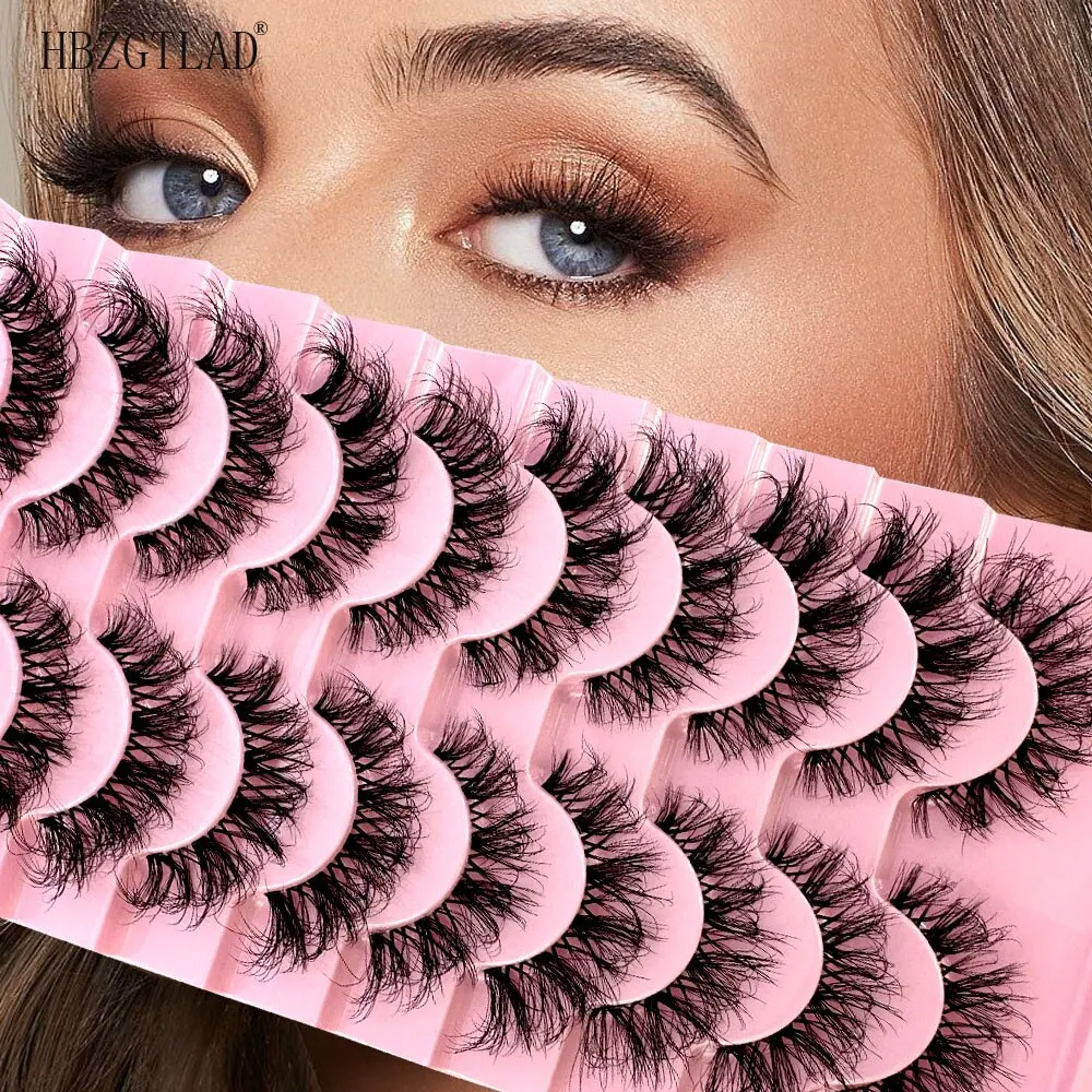 NEW 10Pairs Mink Eyelashes 3D Fluffy Mink False Eyelash Natural Full Strip Transparent Band Lashes Cilios Invisible Band Lashes