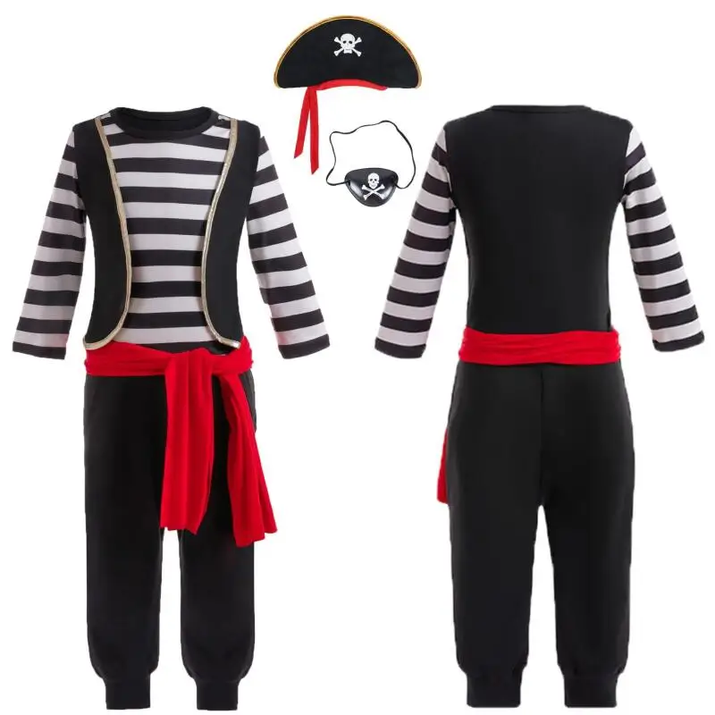 

2024 Pirate Costumes for Kids Halloween Carnival Jack Cosplay Set Boys Girls Pirate Toy Cosplay Accessories Piracy Outfits Sets