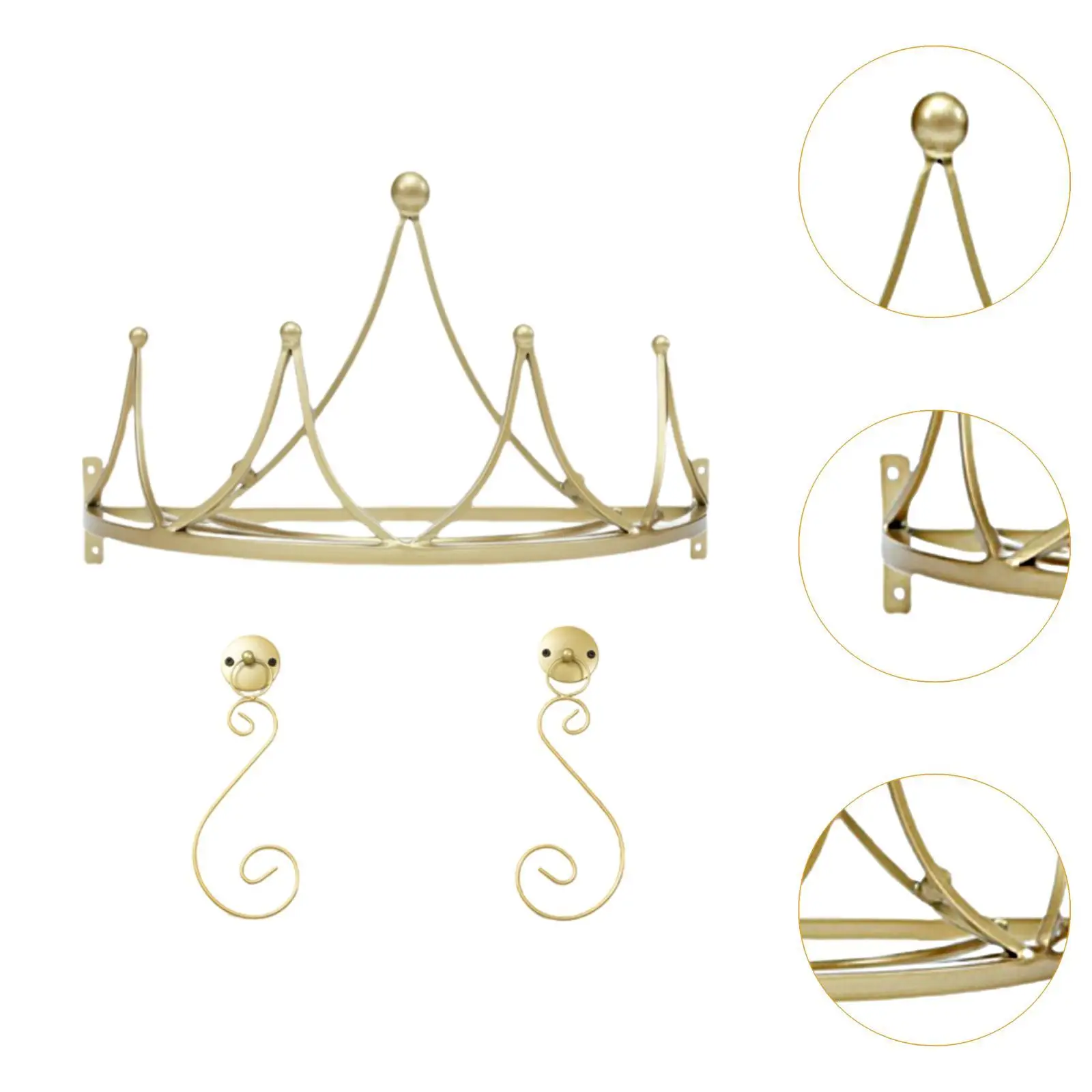 Crown Bed Canopy Frame for Bedroom Cute Romantic Wall Mount Kids Bedding Princess Bed Canopy Stand for Girls Decorative
