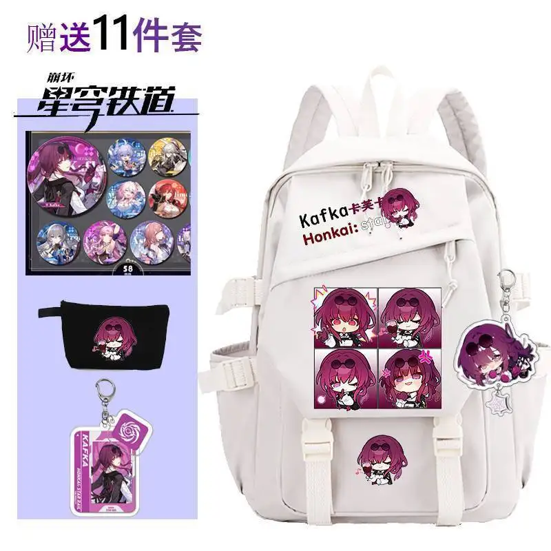 Honkai Star Rail Merchandise Kafka Jing Yuan Elementary Double Shoulder Bag Backpack For Girls Middle High School Students Anime