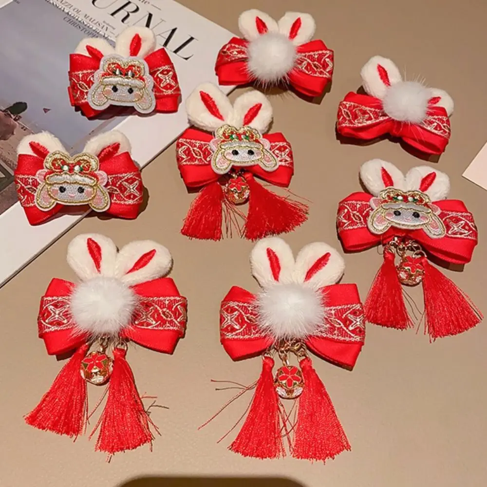 Borla crianças vermelho hairpin leão dança pano ano novo chinês headwear menina acessórios para o cabelo tang terno grampo de cabelo