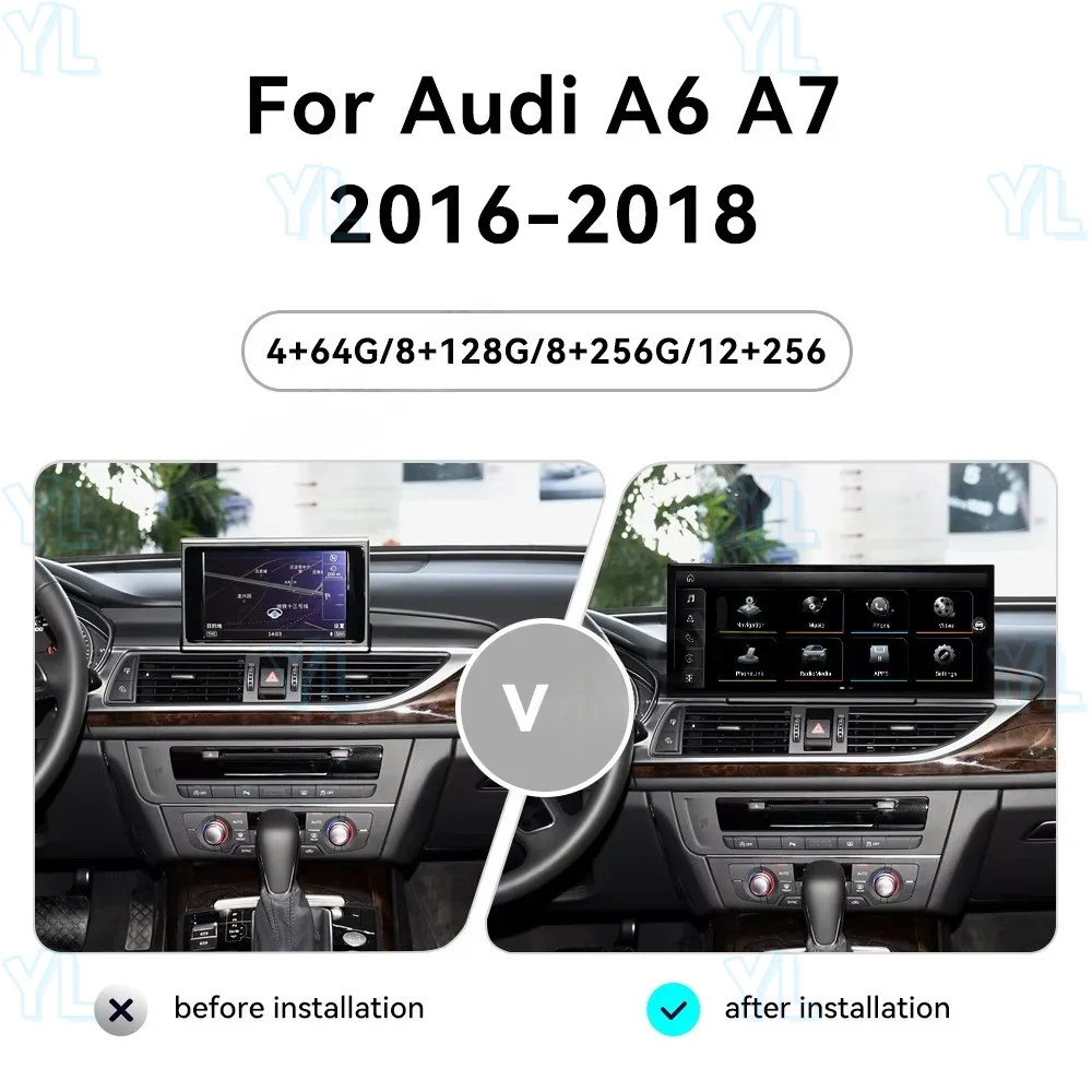 

YL 15,8 "Android 13 авто с большим сенсорным экраном автомобильная стереосистема для Audi A6 A7 2012-2015 мультимедийный плеер GPS-навигация головное устройство