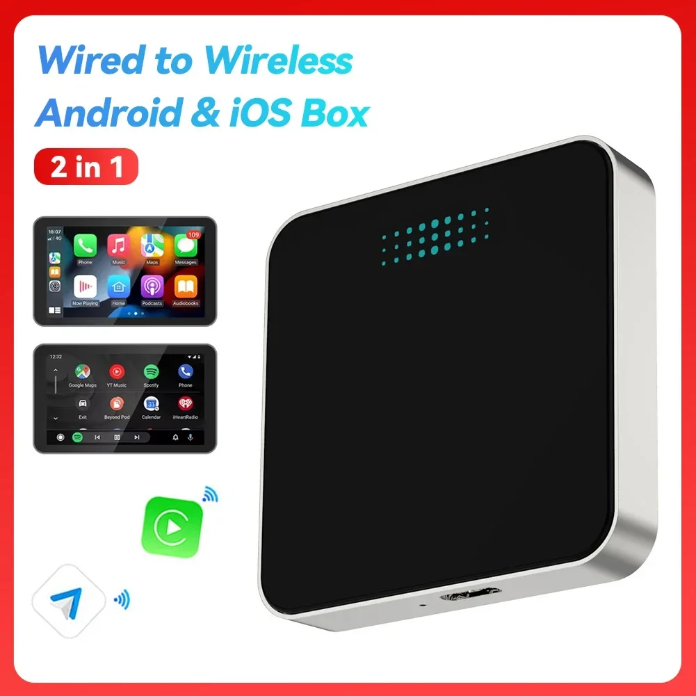 2024 Android 13 Smart CarPlay Ai Box Wired To Wireless CarPlay Wireless Android Auto for Netflix for YouTube GPS 5GWiFi