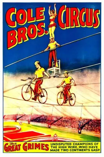 Cole Brothers Circus High Wire Poster Vintage Advertising Retro 5 Sizes to 20x30