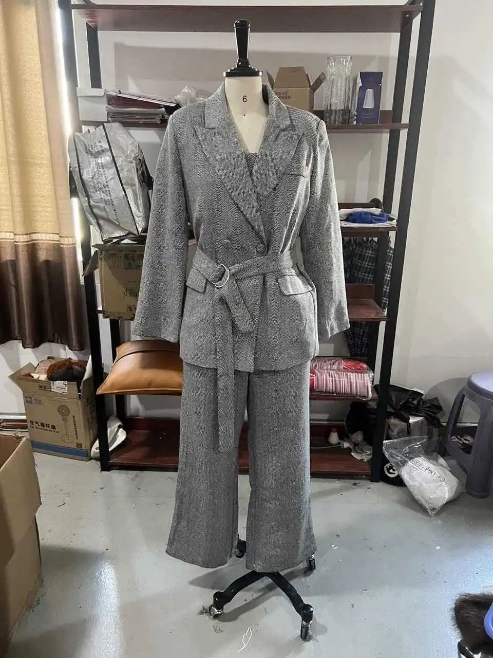 3-Piece Pink Suit Set Corset Crop Top Blazer Jacket High Waist Wide Leg Pants Elegant Formal Outfit for Chic Office Party Outfit
