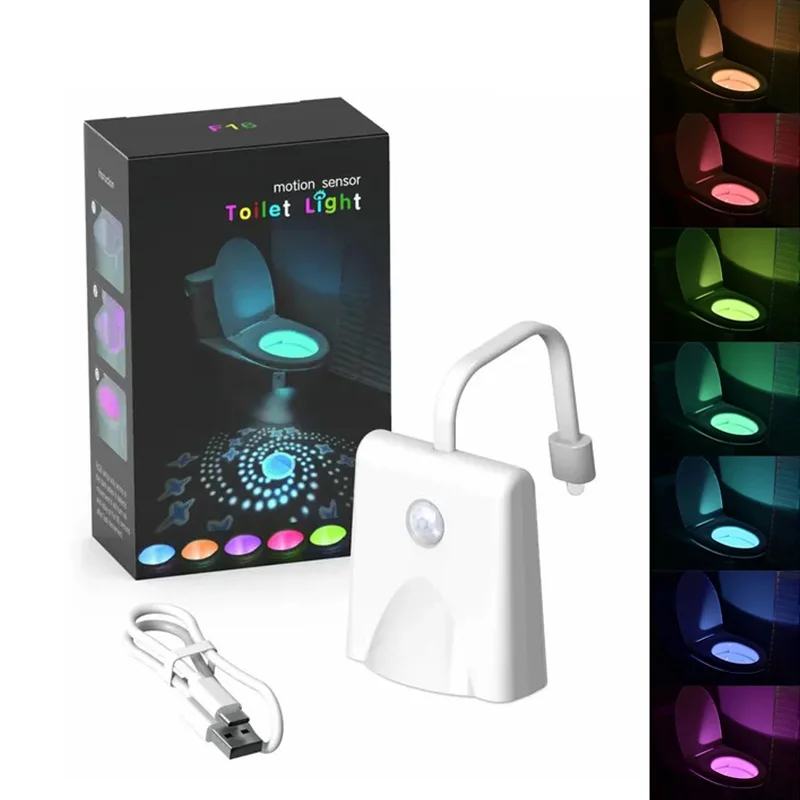 

Toilet Night Light Motion Sensor Light with Star Projector 7 Color Rechargeable Decoration LED Night Lamp For Bathroom Washroom