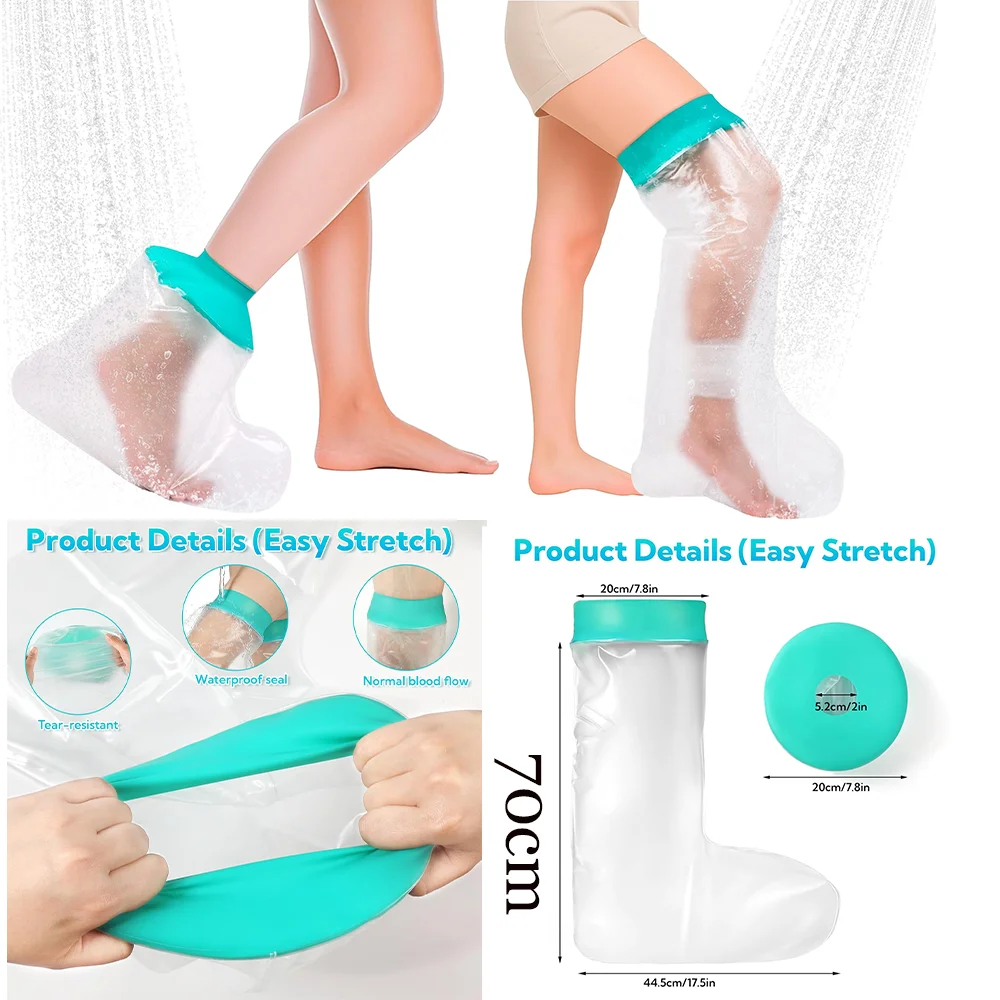 1Pc Shower Leg Cover Protector, Waterproof Leg Protector for Showering, Reusable Leg Protector for Wound Protection, Sealing Cover for Calves, Ankles, and Wounds, Adult Protective Cover, Long and Short Styles