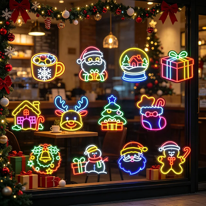 Holiday Neon Sign, USB Powered LED Christmas Neon Light Bedroom Home Wall Decor Night light for Party Background Room Decor Gift