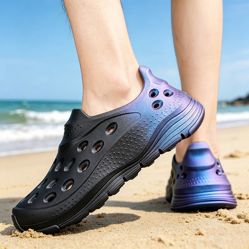 Zapatillas de verano para hombre, sandalias de moda, zapatillas populares de EVA tipo camaleón, zapatillas antideslizantes con punta cerrada, cómodas para pisar.