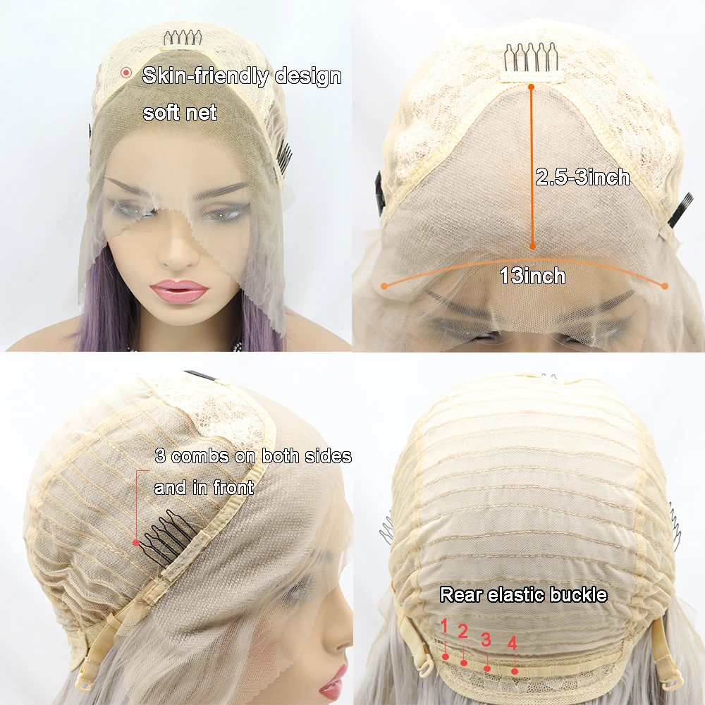 Perruque Bob Lace Front Wig synthétique courte lisse – Sylvia, perruque en Fiber résistante à la chaleur pour femmes