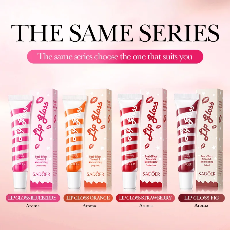 Fruit scented dual tone lip gloss, non stick to the cup, not easy to fade, suitable for girls and students, moisturizing glossy