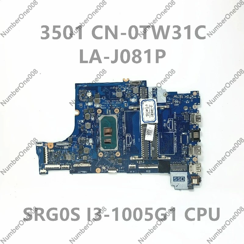 

Материнская плата CN-0TW31C 0TW31C TW31C FDI55 LA-J081P для ноутбука с процессором i3-1005G1, протестирована.