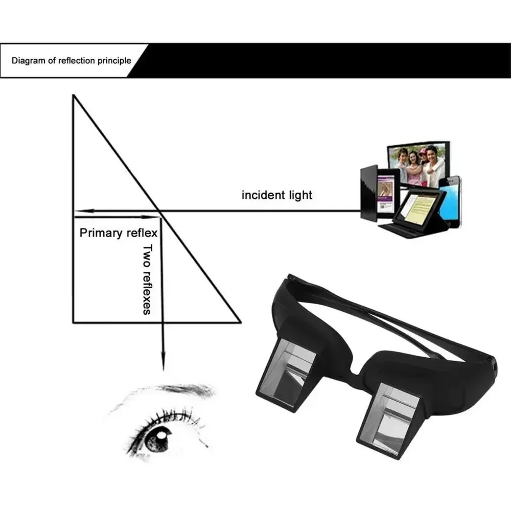 Periscope Horizontal Reading TV Sit View Glasses Fishing on Bed Lie Down Bed Prism Spectacles Horizontal Lazy Prism Angled Tools