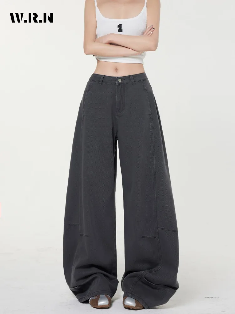 

Женские однотонные прямые джинсовые брюки Y2K, уличные ретро 2000-х годов, базовые джинсы с высокой талией, винтажные повседневные брюки в полный рост, эмо-брюки