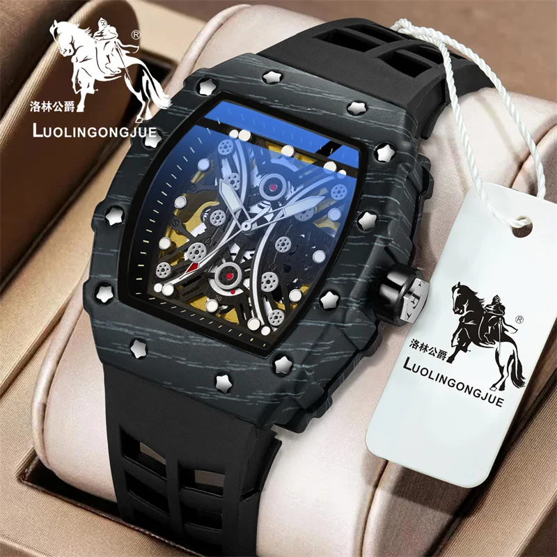 

Элитные мужские механические часы, с автоподзаводом, скелетонизированный дизайн, силиконовый ремешок, роскошная модная модель, повседневные и универсальные, стильные и крутые, трендовые мужские часы, лучший подарок для парня или мужа на День святого Вален