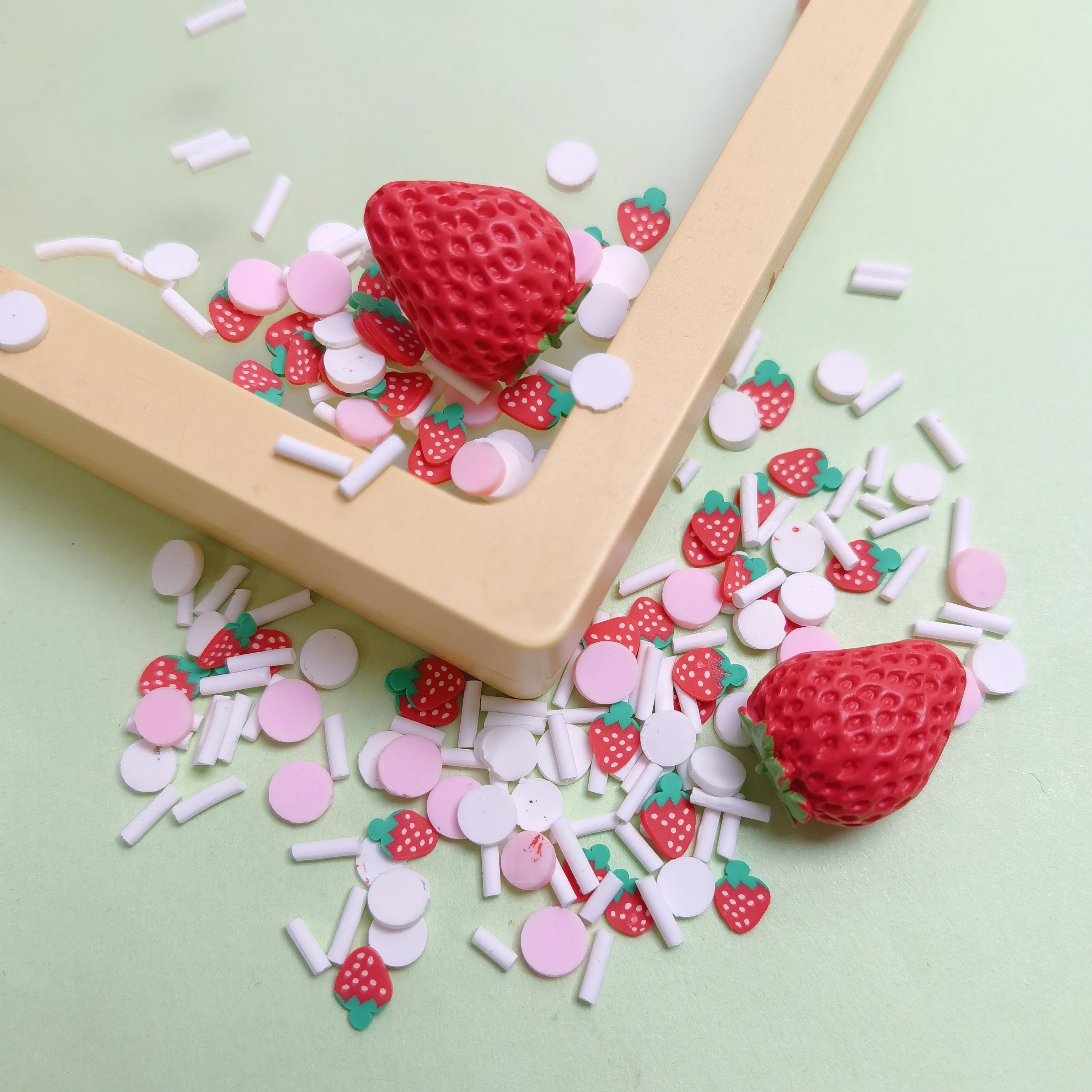 Sweet Strawberry Charms Mixed Dot Polymer Clay Slices Sprinkles For DIY Crafts Slime Filling Accessories