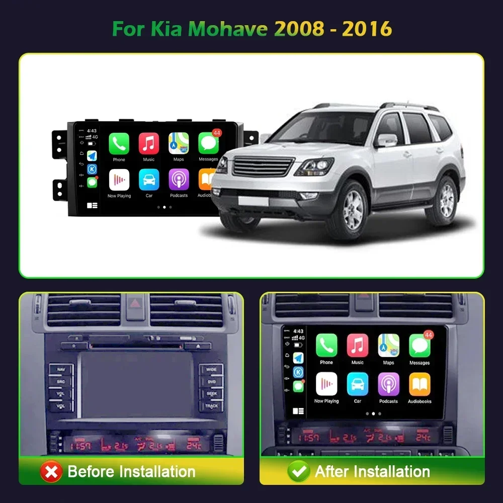 Per Kia Mohave 2008 - 2016 Borrego 2008 - 2011 Autoradio Video GPS Android Car Play Navigazione Auto Multimedia Schermo Stereo 4G