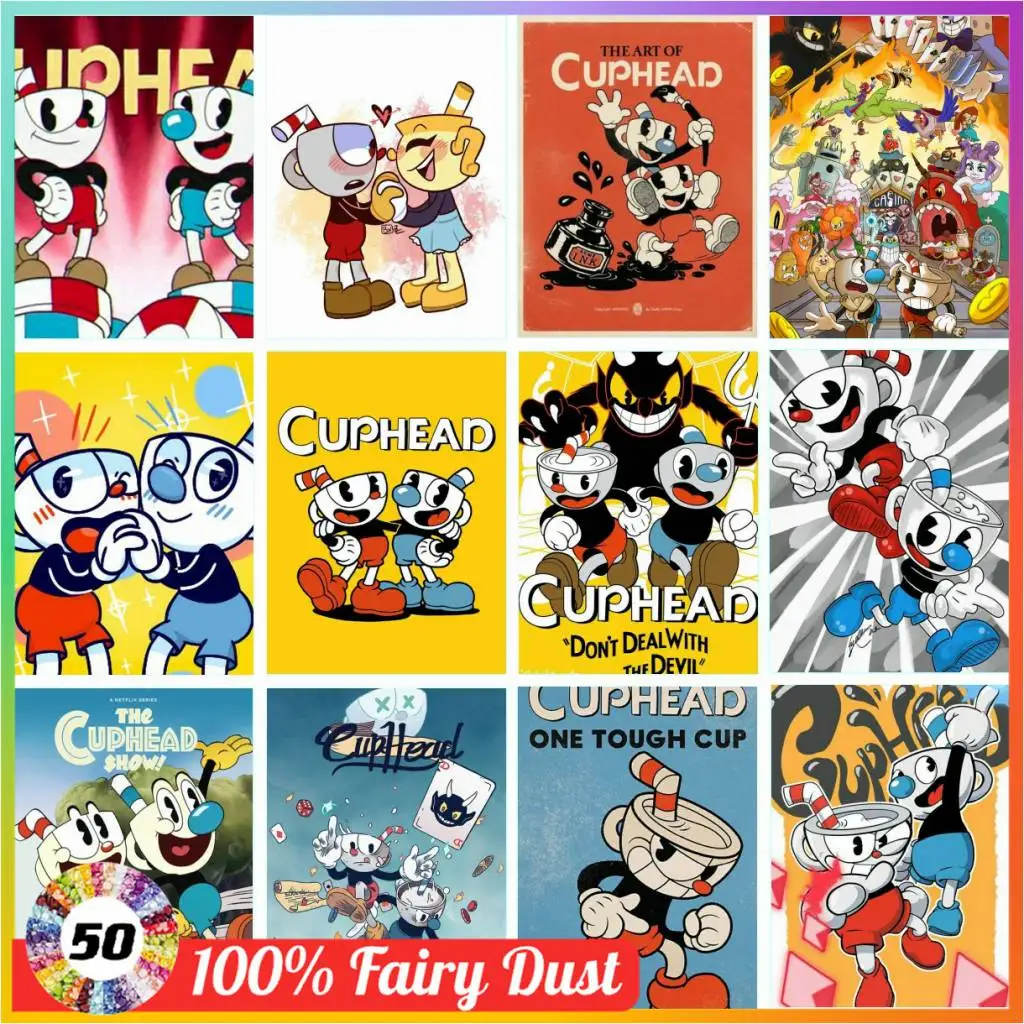 

Game Classic-Cuphead Square Hanging Stitch 5d Fairy Dust Diamond Painting Mosaic Art Room Home Garden Children Couples New 2024