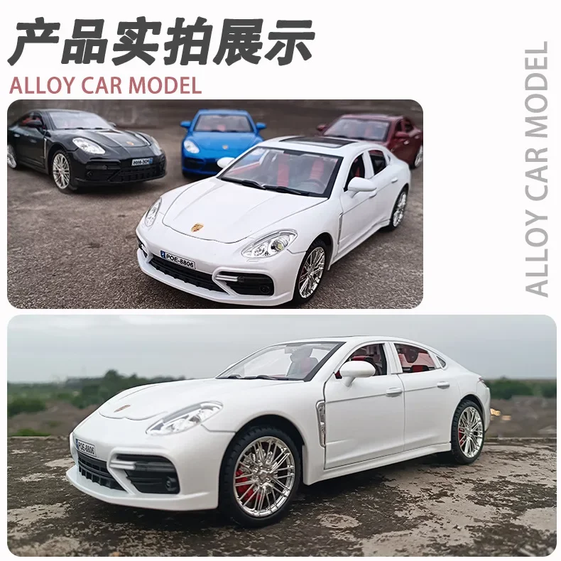 子供のための収集可能な光と音を備えた金属製の車,合金シミュレーション玩具,スケール1:18,ポルシェパナメーラ